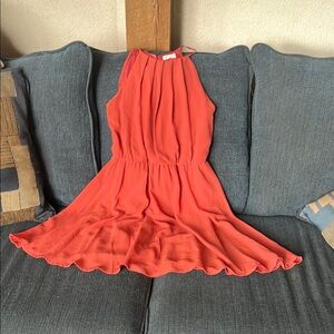 Lush Pink and Orange Ruffled Tiered Mini Dress